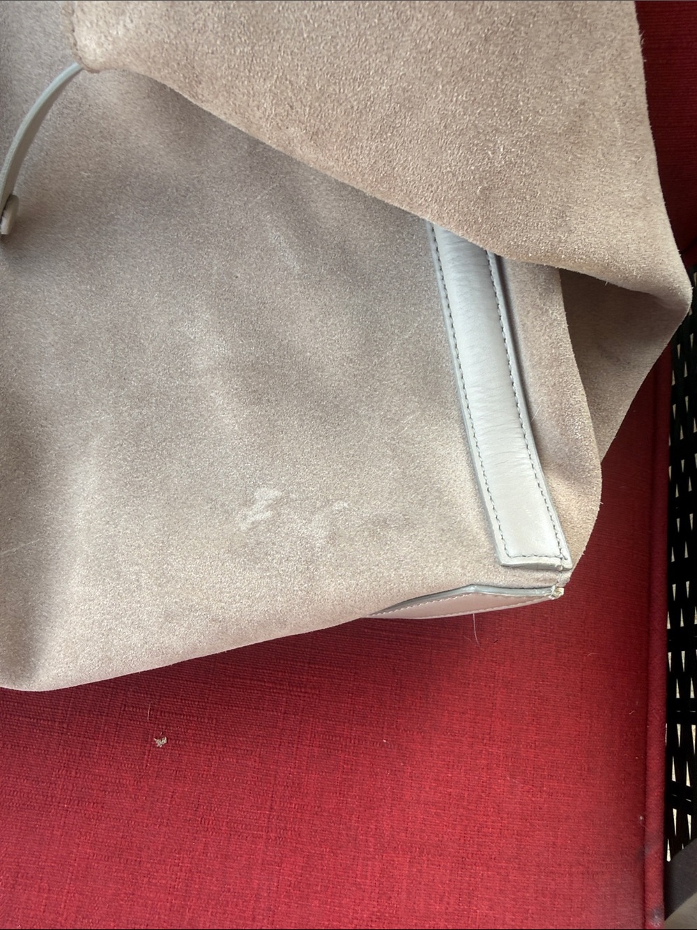 Reiss Taupe Suede Tote with Light Gray Trim - Picture 16 of 16